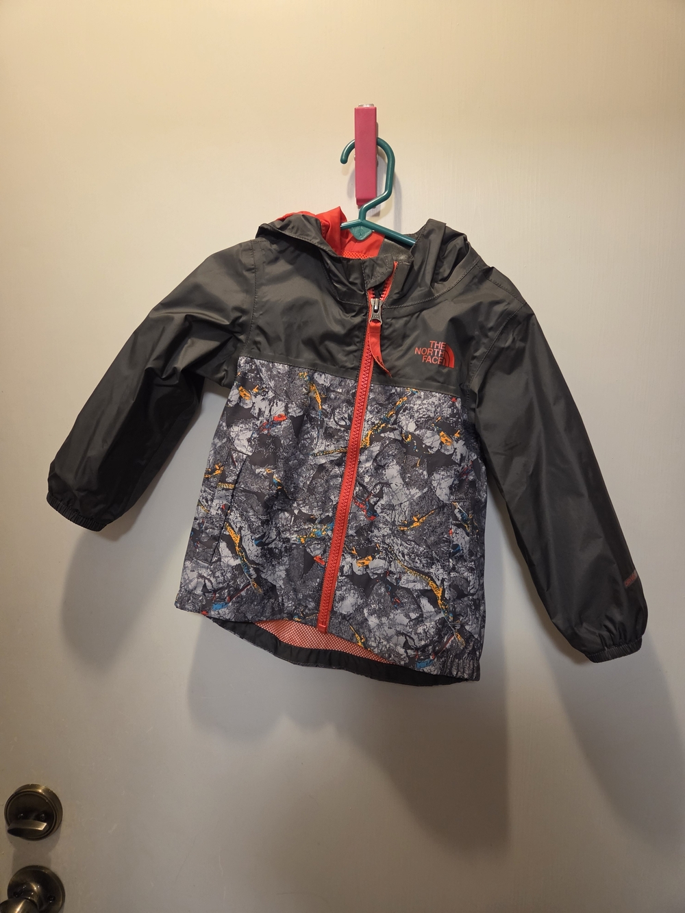 The North Face Kids' Waterproof Jacket in Charcoal and Red